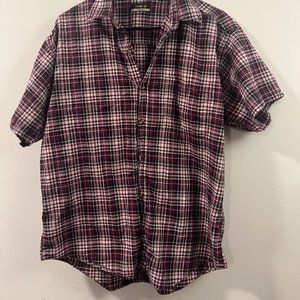 Purple & White Plaid Shortsleeve Button-up